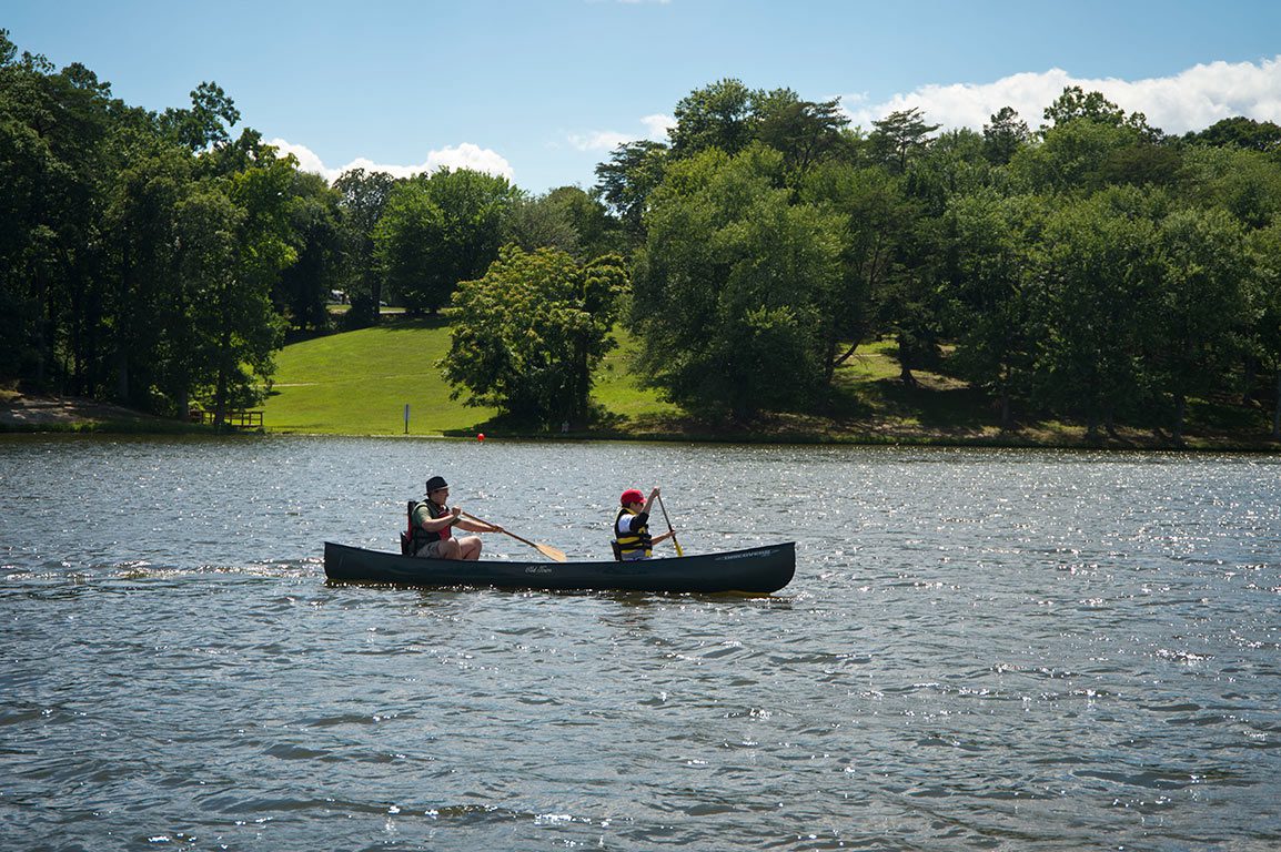 canoe on Lake Fairfax Park in Reston Virginia
