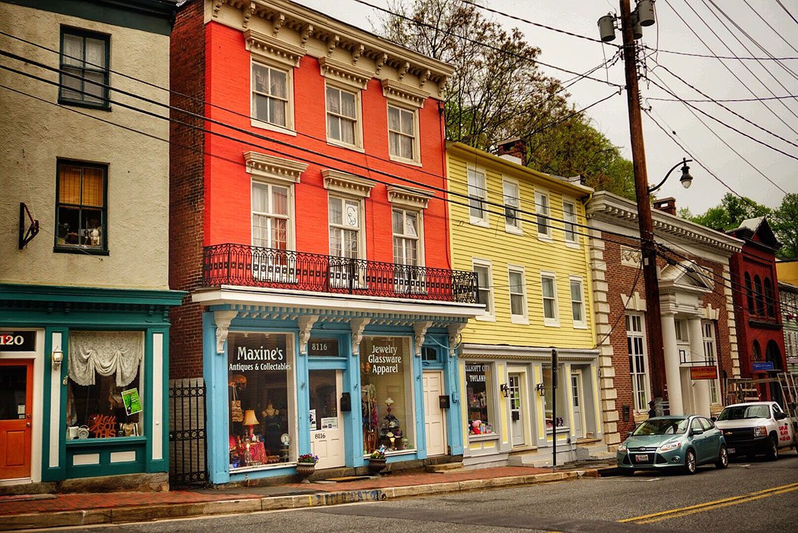 ELLICOTT CITY MD - Historic downtown Main Street antique shops
