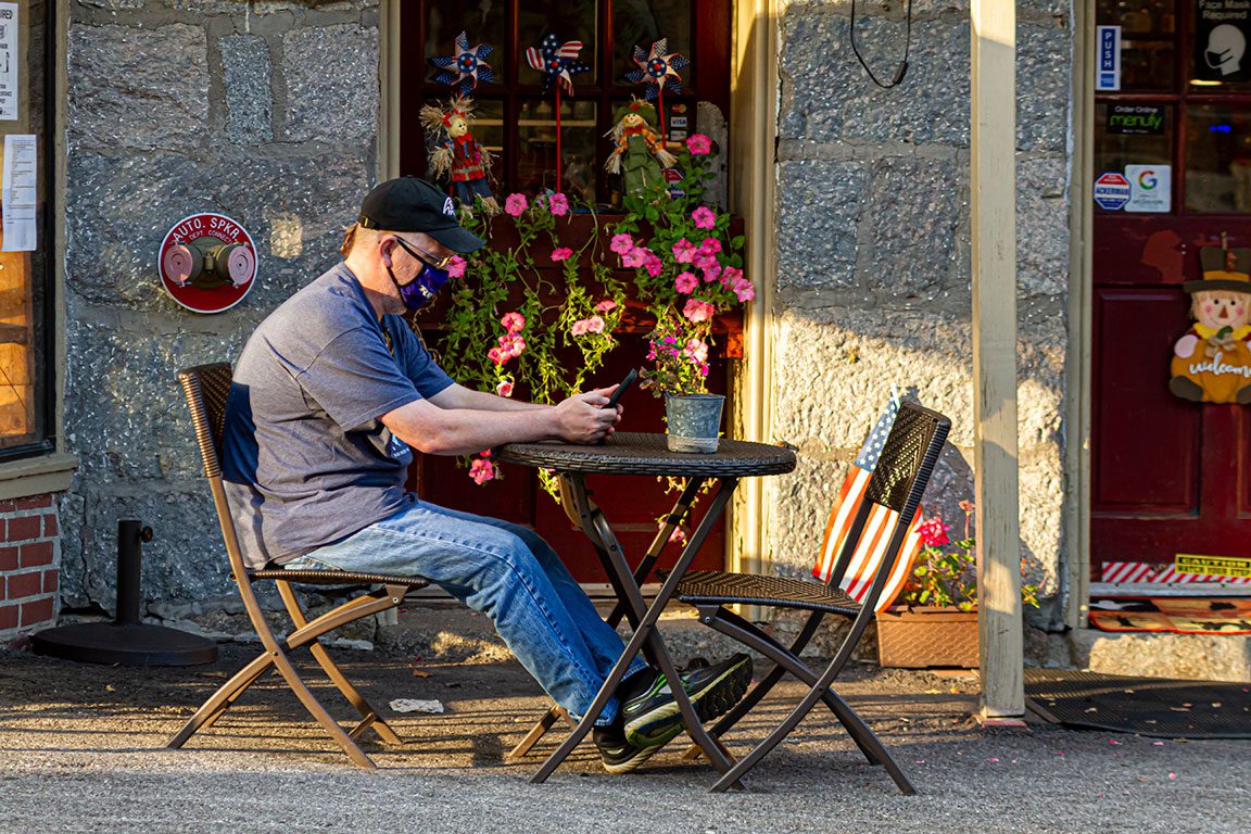 ELLICOTT CITY MD - Historic downtown Main Street-sitting at a restaurant