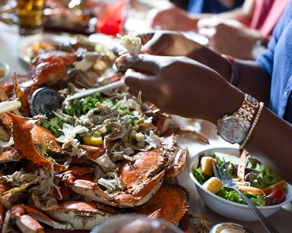 Eating crab in Chesapeake VA