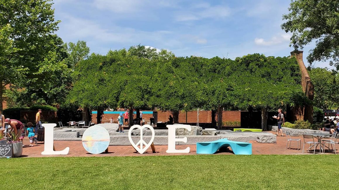 Second Sundays Williamsburg LOVE sign VA