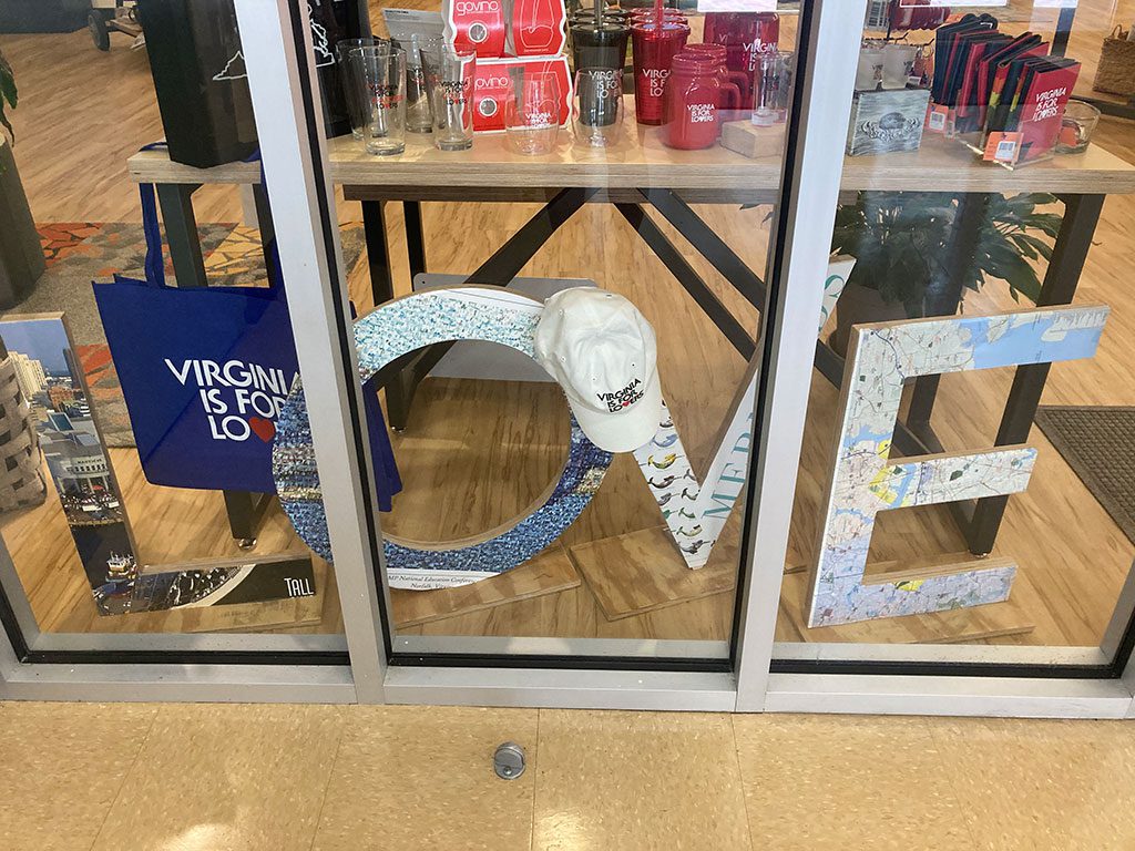 Visit Norfolk Store on Maine Street LOVE sign Virginia