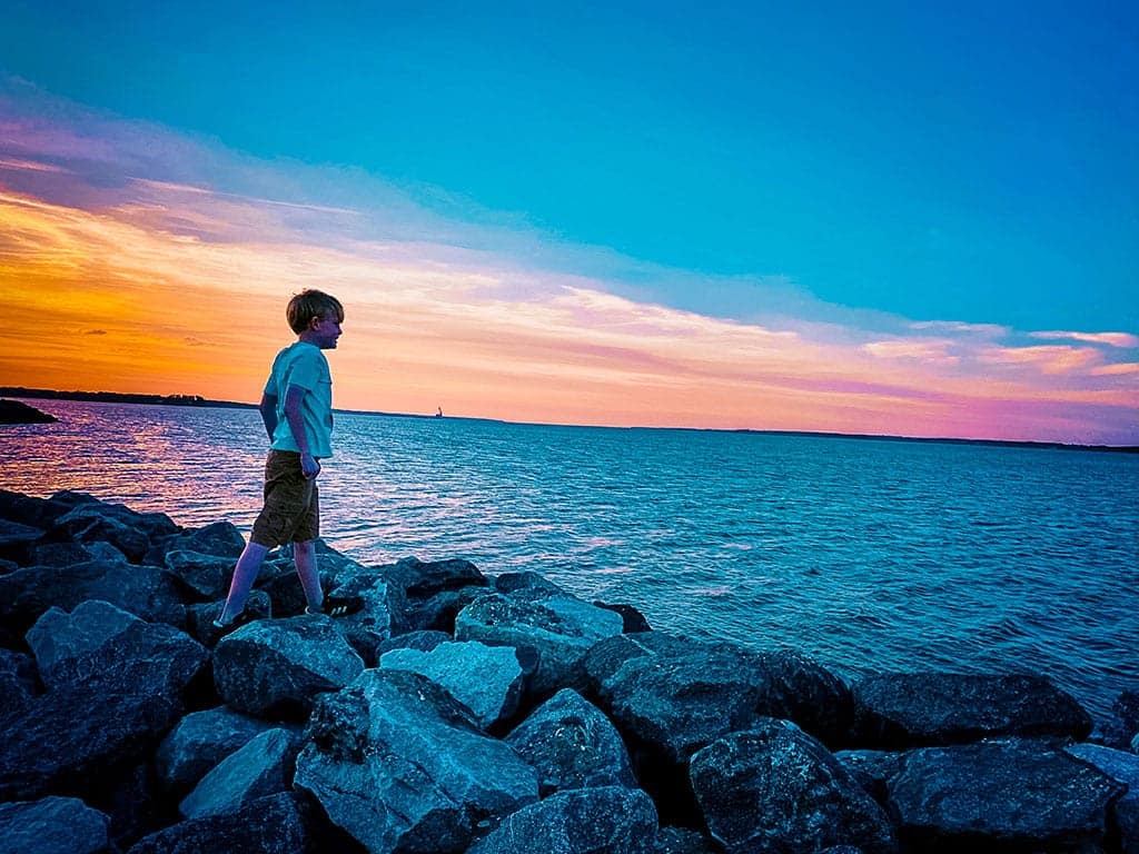 Sunset on the Beach on Colonial Parkway in Yorktown Virginia