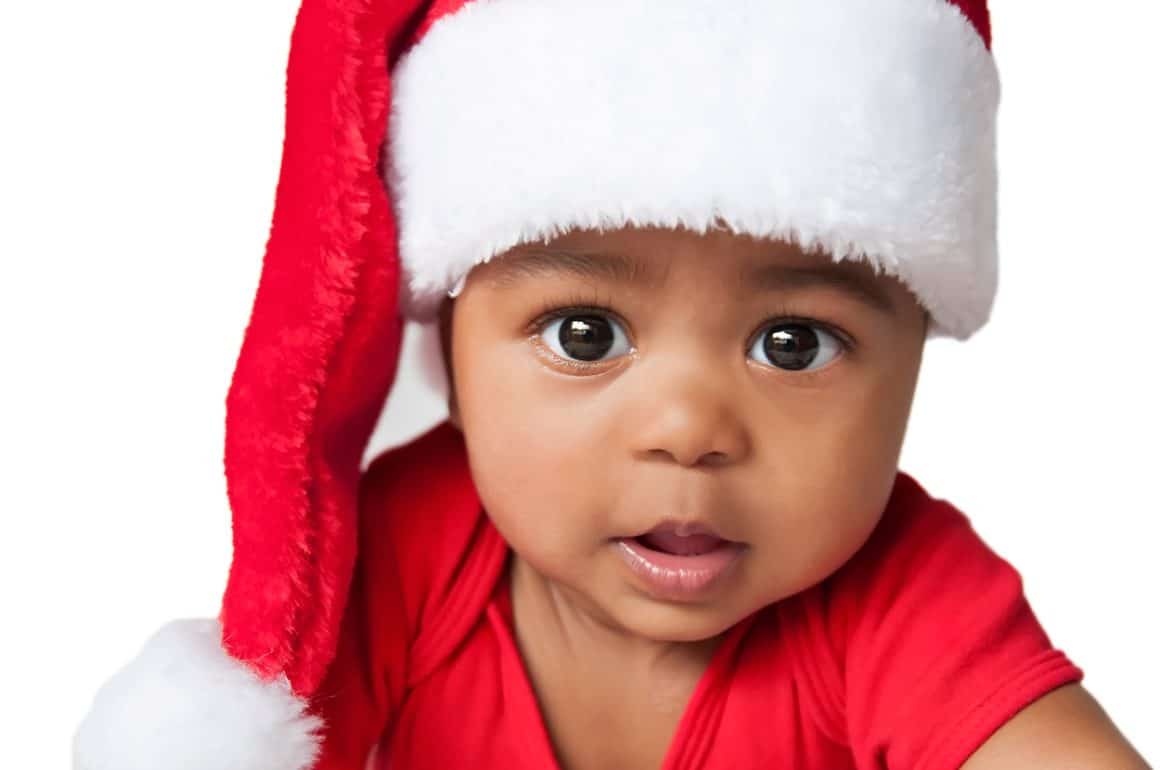 Black Santa Claus DC inspires black baby in Santa hat